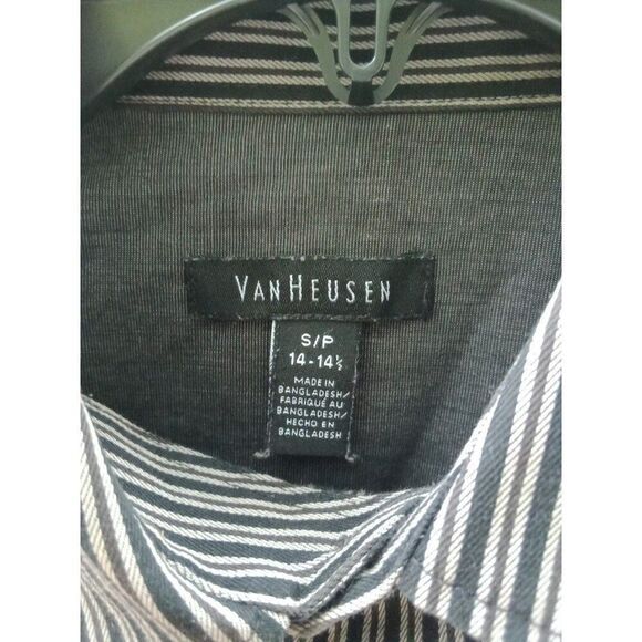 Van Heusen long sleeve dress shirt men's S/P 14-14 1/2 gray & blue striped - Picture 3 of 5